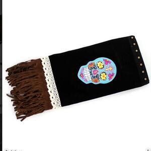 Western Skull Design & Fringe Studded Boot Cover